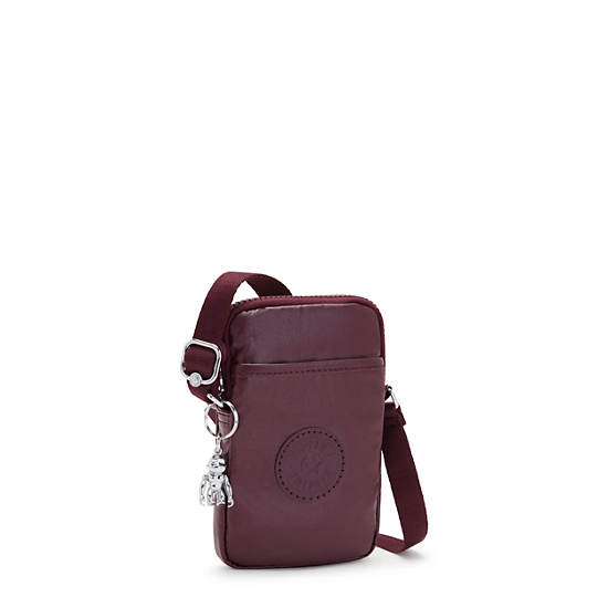 Kipling Tally Metallic Crossbody Telefoon Tas Bordeaux | België 1845NW